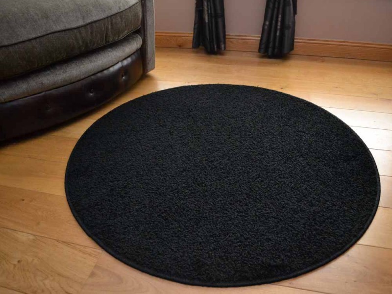 Cargo Circular Black Thick Shaggy Pile Rug