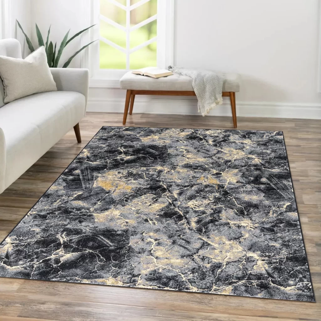 Ochre Washable Marble Rug